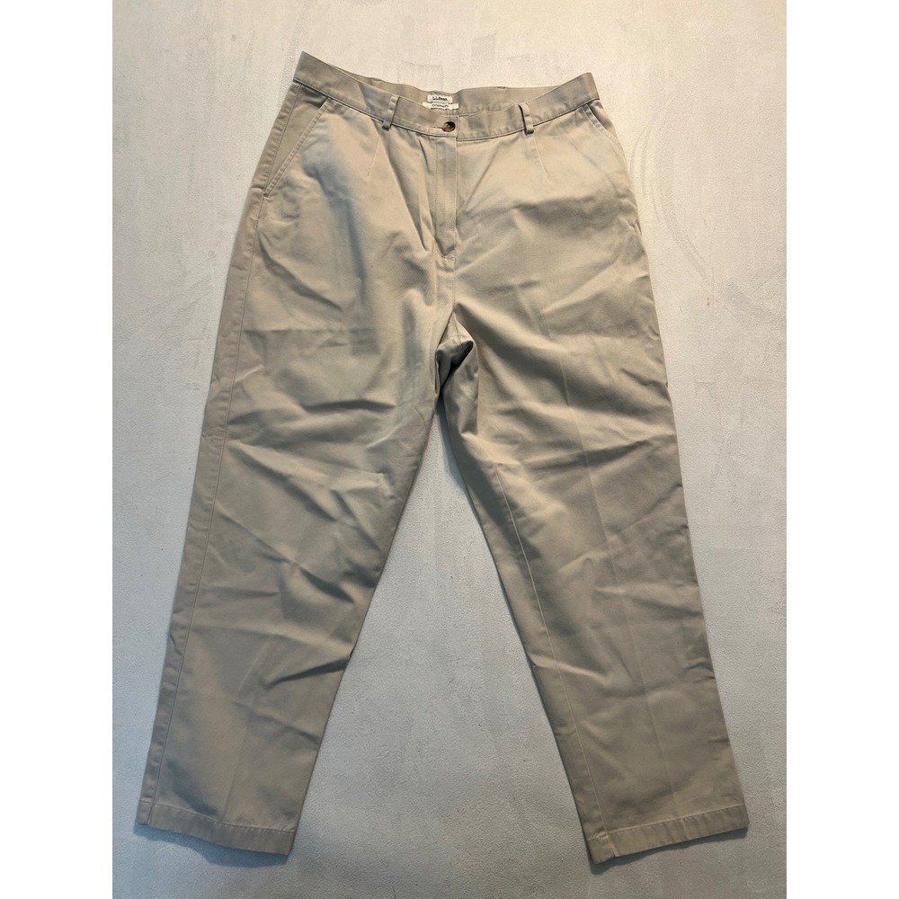 LL Bean Original Fit Chino Pants Womens 16 Beige Khaki 100% Cotton 183647